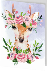 Кристальная мозаика Фрея открытка Оленёнок с цветами, 14.8x10.5 см