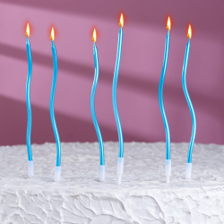 Свечи Страна Карнавалия для торта витые Серпантин 6  шт, коктейльные, небесно-голубые