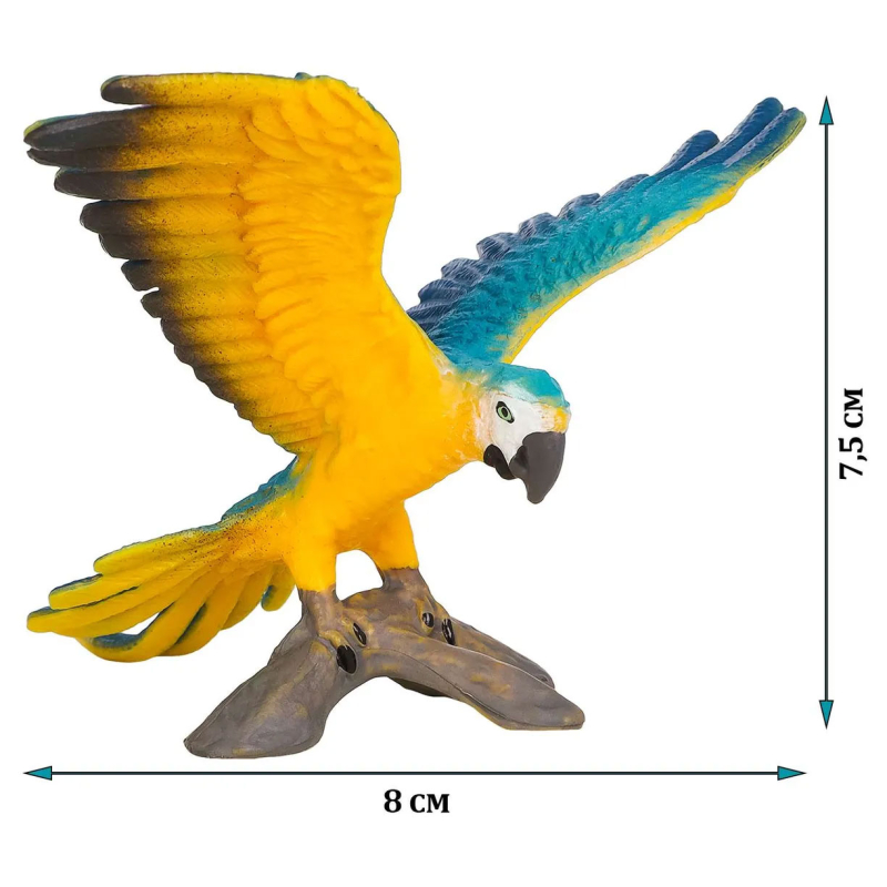 Фигурка игрушка серии Мир диких животных  птица Попугай Сине-желтый Ара Основная