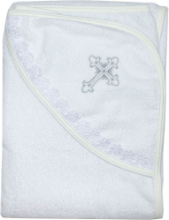 Полотенце-уголок для крещения с вышивкой серебро