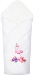 Конверт-одеяло на выписку Luxury Baby Принцесса фламинго белое, принт без кружева белый