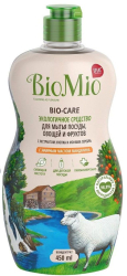 Экологичное средство для мытья посуды, овощей и фруктов BioMio с экстрактом хлопка и ионами серебра и эфирным маслом мандарина