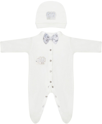 Комплект на выписку 2 предмета Luxury Baby Корона с серым бантиком, айвори 62