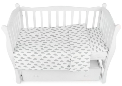 Комплект в кроватку 3 предмета AmaroBaby Baby Boom Облака, серый, бязь